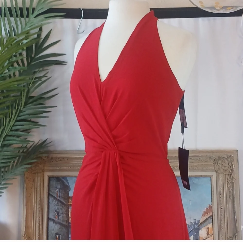 BNWT WHBM Elegant Red Halter Dress SZ 4 - Picture 3 of 10